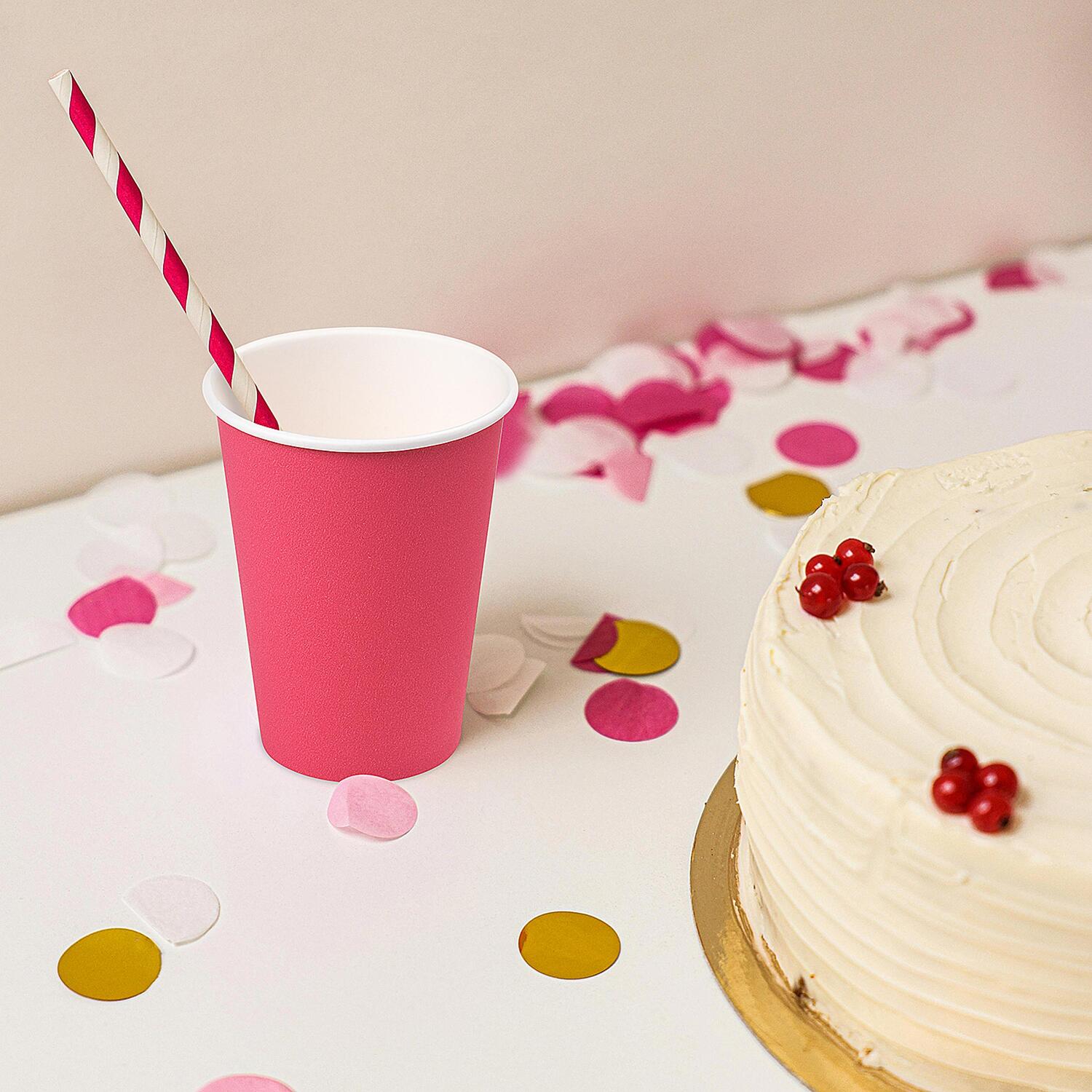 Getränkebecher Party/Pappbecher fuchsia 240ml, Ø 74mm, 10 Stk.