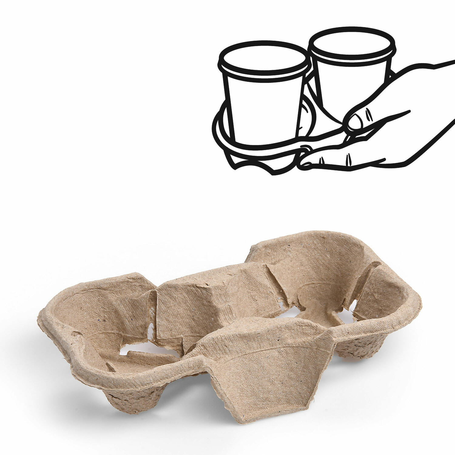Getr�nkehalter Tragetablett Becherhalter 2 Becher Coffee to Go 21x11cm,  30 Stk.