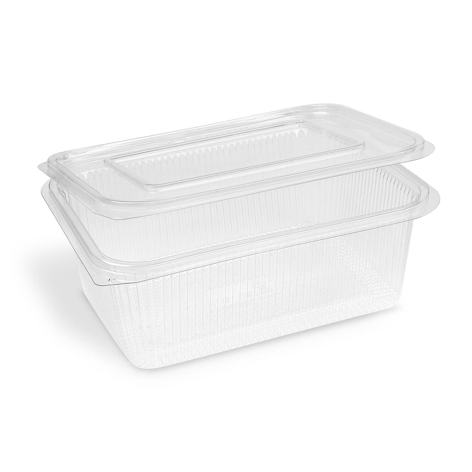 Rechteckbecher klar mit Deckel 1000 ml (rPET), 50 Stk.