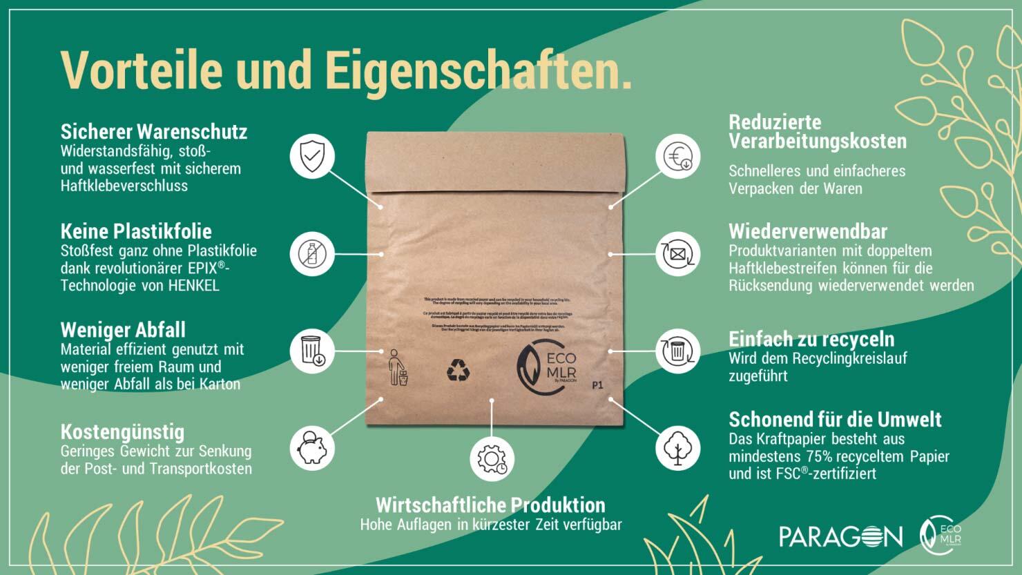 ecoMLR Papierpolstertaschen 310 x 375mm (A) | 285 x 365 mm (I) braun,  50 Stk.