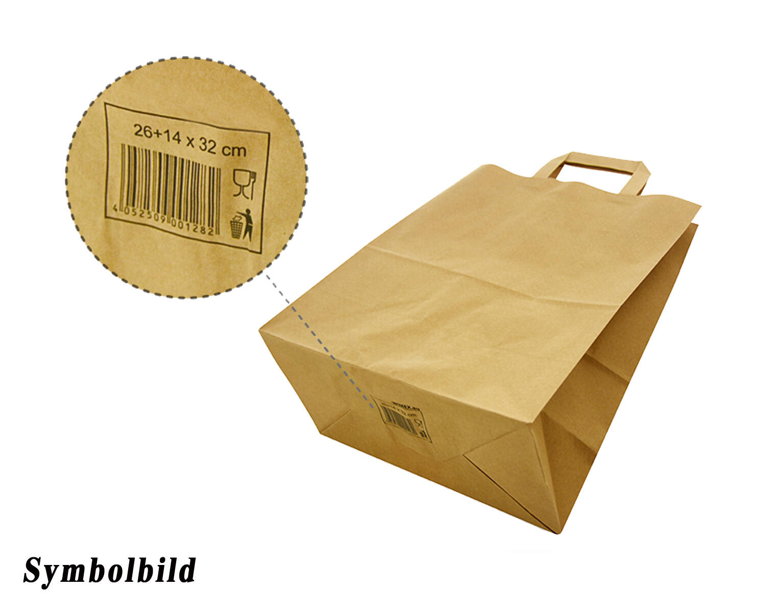 GASTRO Papiertragetaschen 33 x 32 x 21 cm mit EAN-Code braun, 250 Stk.