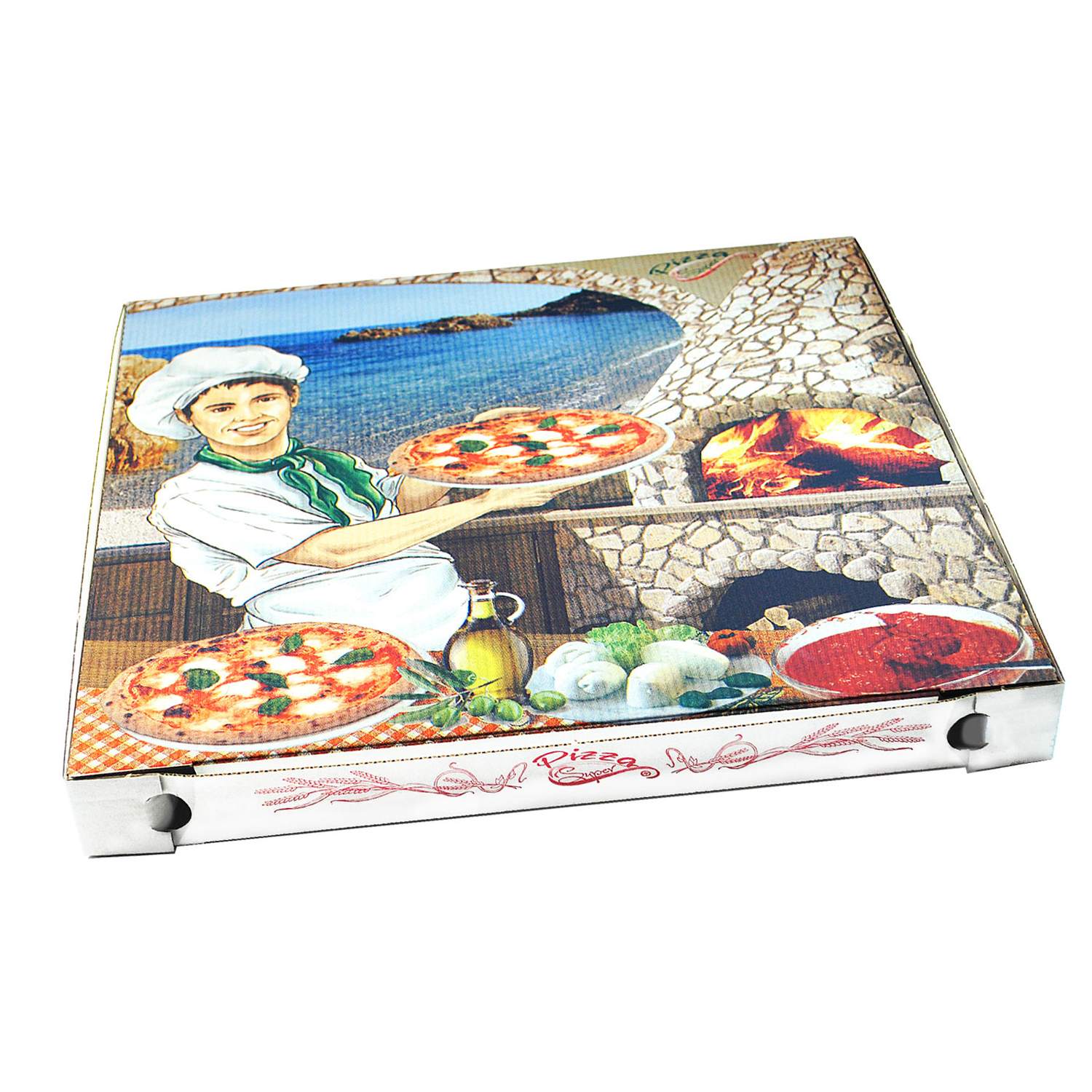 Pizzakarton aus Mikrowellpappe mit neutralem Motiv, 40 x 40 x 4 cm, 100 Stk.
