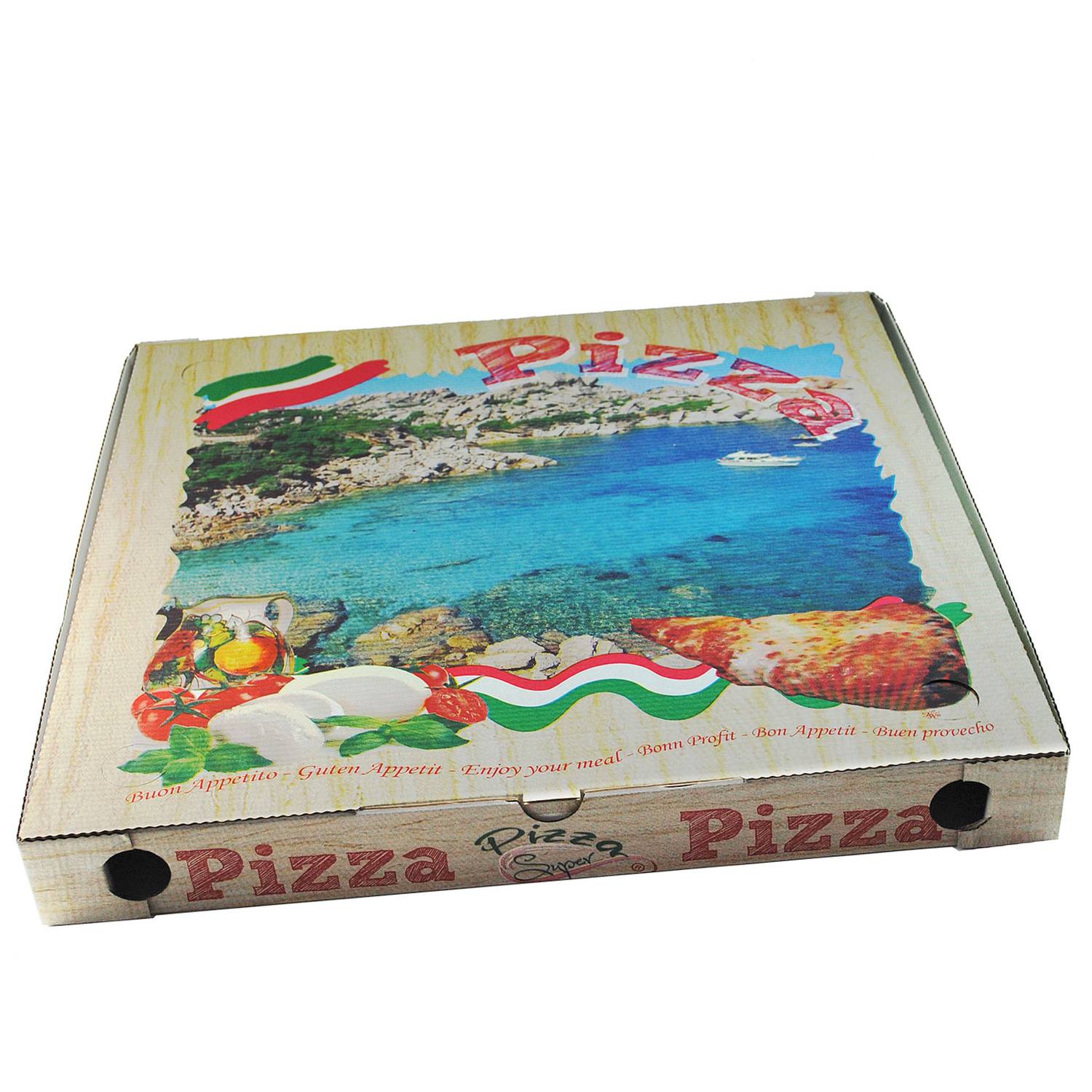 Pizzakarton aus Mikrowellpappe mit neutralem Motiv, 50 x 50 x 5 cm, 100 Stk.