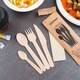Bestecksets aus Holz biologisch abbaubar 3-teilig Gabel Messer Serviette hygienisch verpackt, 50 Sets